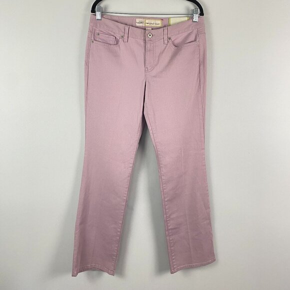 Ann Taylor Loft Original Boot Jeans Size 8 Pink Mid Rise Bootleg Stretch - Picture 1 of 11